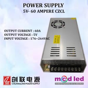 POWER SUPPLY RUNNING TEXT 5 VOLT 60 AMPERE TEBAL CZCL