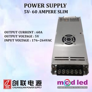 POWER SUPPLY RUNNING TEXT 5 VOLT 60 AMPERE SLIM CZCL